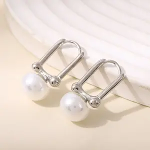 Pair of vintage pearl earrings - circle design with pearls, luxury daily jewelry gift, versatile and elegant women's jewelry all year round