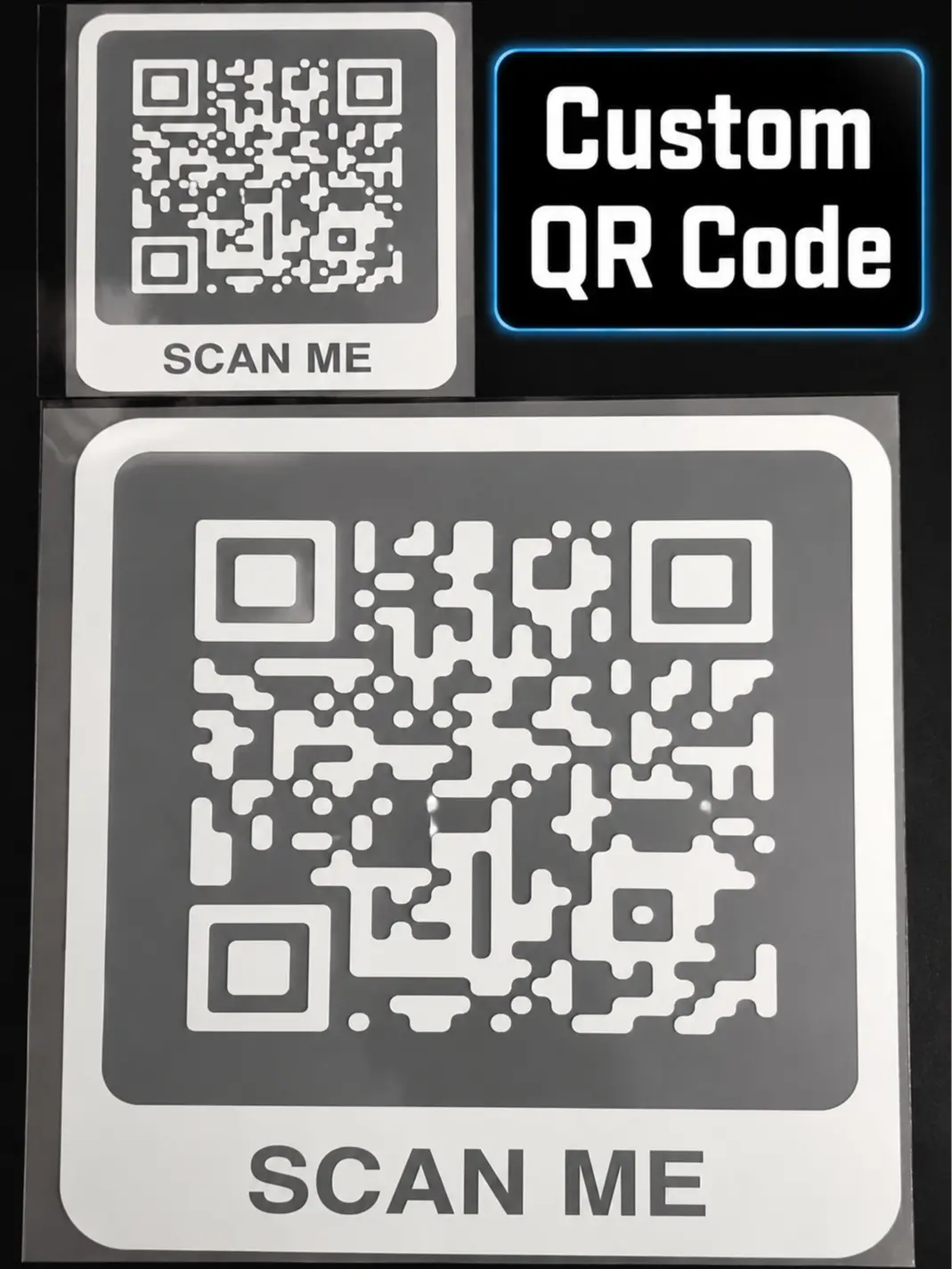 Custom QR Code Vinyl Decal - Waterproof, Fade Resistant, Long Wearing White Permanent Vinyl - Attach Any Link, Fits Cars Trucks & Vehicles, 2 Sizes for Business Use