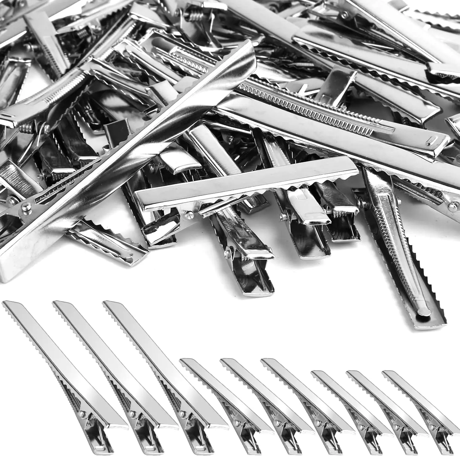 Women's Metal Flat Claw Hair Clips - 70 Count, 3 Sizes (3.9in-2.2in-1.8in) Single Prong Hair Grips for Salon Hairdressing, DIY Bow Making Crafts Accessories, Flat Claw Clips