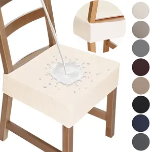 Premium Waterproof Chair Seat Covers Set of 2/4/6 Heavyweight Stretch Jacquard Dining Chair Seat Slipcovers, Soft Thick Removable Washable Seat Protectors for Dining Room Kitchen