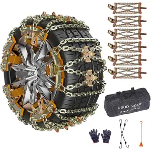 6 Pack  Snow Chains, Tire Chains for SUV  Pickup , Adjustable Universal  Thickening Anti-skid Traction Chains (Tire Width 225-285mm/8.8-11.2")