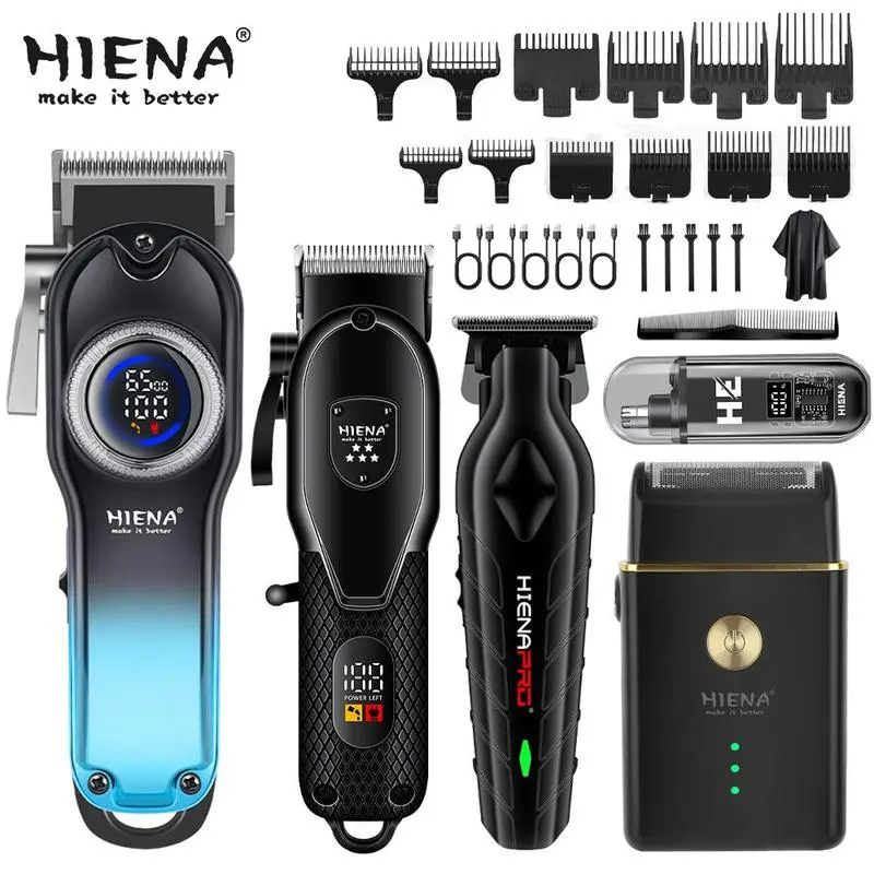 HIENA Cordless Hair Clippers & T-Blade Trimmer for Men, Professional Hair Cutting Kit with Precision Styling Tools & Storage Box