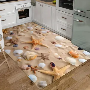 Beach Sand Starfish & Seashell Large Area Rug Soft Diatomite Material with Non Slip Rubber Backing Soft Diatomite Quick-Dry Floor Mat with Ultra-realistic Beach-inspired Design Suitable for Laundry Rooms, Bathrooms, Kitchens, Living Rooms and Corridors