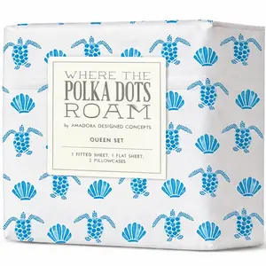 Where the Polka Dots Roam Seashells and Turtles Sheets Set - Super Soft Coastal-Themed Bed Sheet Set for Kids & Teens – Sea Turtle & Seashell Bedding & Room Décor