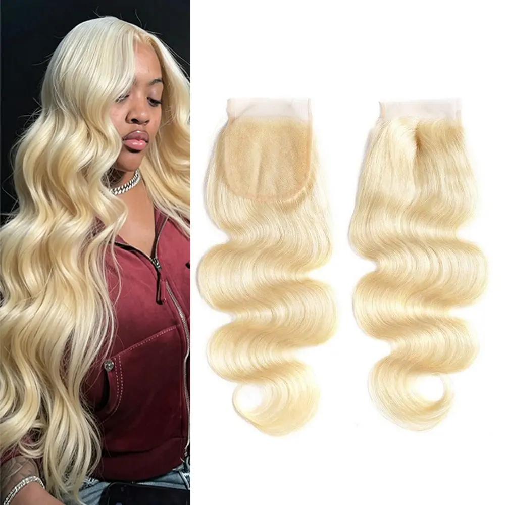 #613 Blonde only $10.9 4x4 Hd Lace Closure Brazilian Virgin Human Hair Body Wave 16 Inch Invisible Transparent Lace Pre plucked with baby Hair Natural Hairline Free Part.