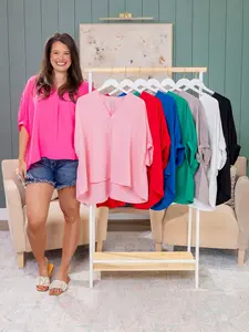 Zenana Airflow V-Neck Short Puff Sleeve Top | S/M - 2X/3X