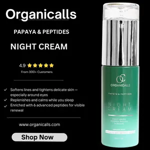 Organicalls Papaya & Peptides Night Cream - Organic Anti-Aging Formula with Tripeptide, Pentapeptide, Tetrapeptide & Hexapeptide for Radiant Skin - 50ml Moisturizer for Sensitive Skin