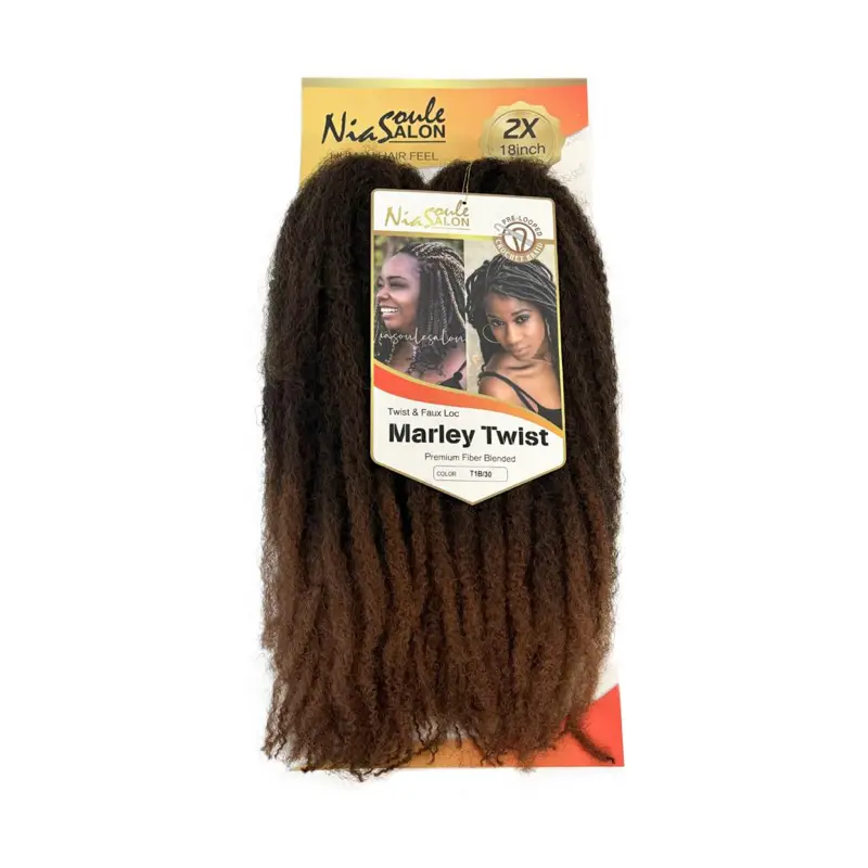 Nia Soul Salon Marley Twist Braiding Hair Crochet Hair in Black Natural Black Brown Blonde Burgundy Mixed Shades for Twists Crochet Faux Locs Protective Styles