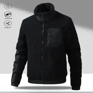 A stand collar fleece jacket, featuring a casual and simple style, the stand collar design is sleek and uncluttered, without excessive embellishments. The faux fur and patchwork parts are combined simply but not plainly. The zippered pockets are practical