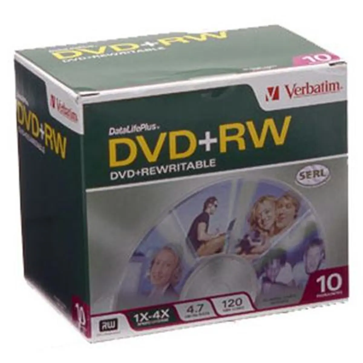 212 MAIN Verbatim Datalifeplus DVD+RW ReWritable Discs, 4.7 GB, 1x-4x Speed, 10-Disc Slim Jewel Case with Serial Identification