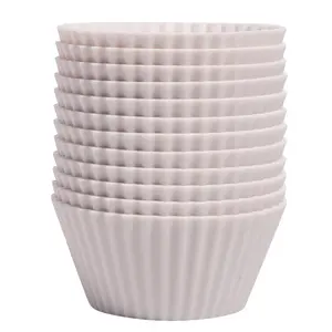 Reusable Baking Cups  Bpa Free Dishwasher Safe Regular Pack Of 12 Designer White