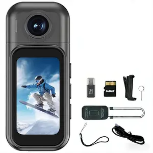 Mini Pocket Camera, Hands-Free POV with Magnetic & 360° Clips – 64GB Waterproof Wearable Body Cam for Cycling, Moto, Vlog, Pets , Touchscreen, 180° Rotating Lens, Charge & Record, Mount Anywhere, Gift for Boys, Girls, Teens – TikTok Must-Have!