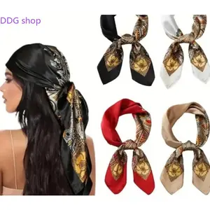 4PCS 27" Satin Silk Hair Scarf Bandana Set – Unisex Square Head Scarf, UV Protection, Lightweight & Soft, Versatile Hair Accessory for Sports, Outdoor, Daily Wear, Casual Outfits, Travel, Yoga & Summer Activities