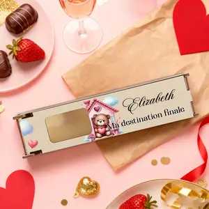 1pc/Customizable wooden chocolate gift box with name, "My Ultimate Home" French Valentine's Day theme, suitable as a holiday/birthday gift for relatives/friends/lovers on Thanksgiving/Christmas/Valentine's Day/Father's Day/Mother's Day.
