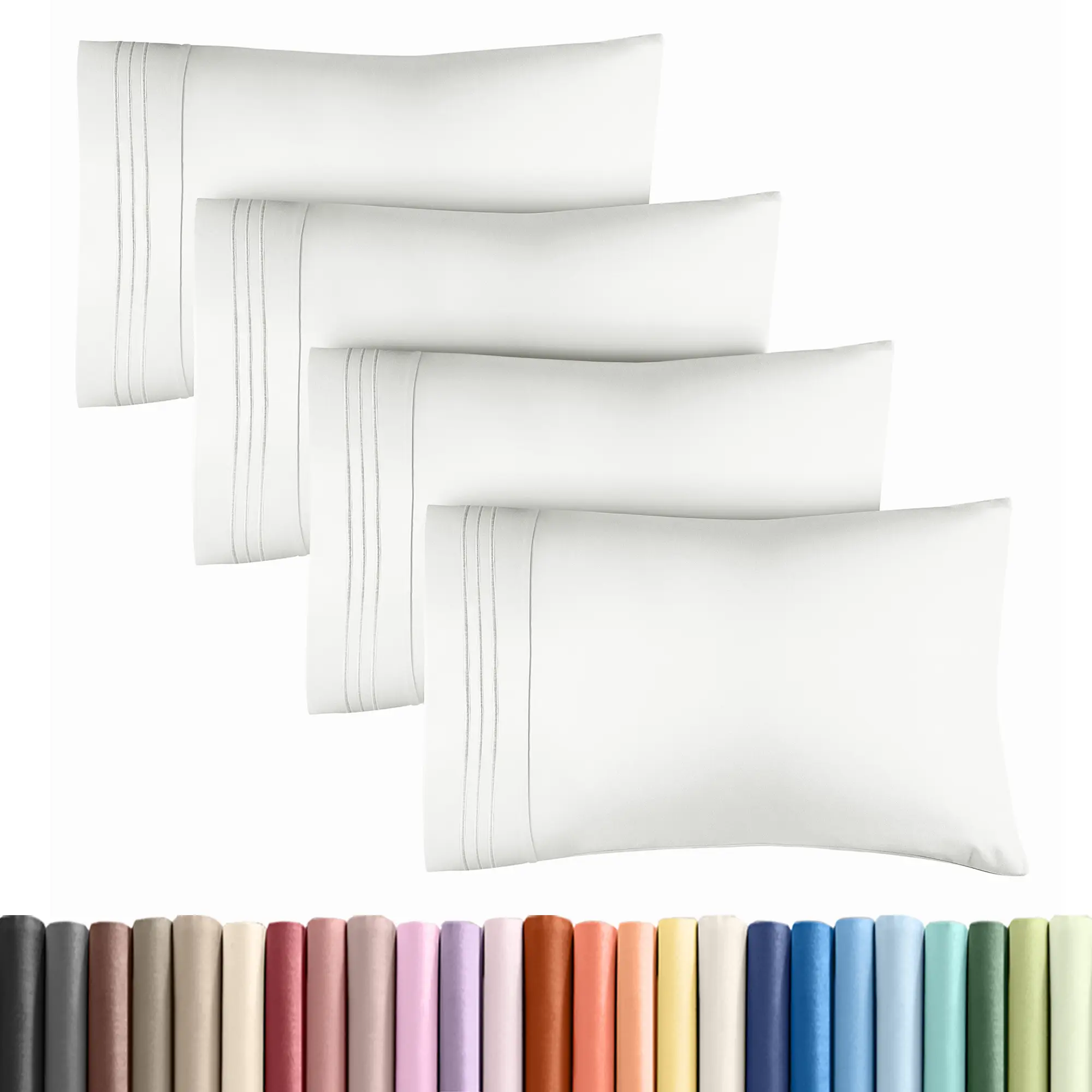 4 Piece Pillowcase Set, Soft, Cooling & Breathable for Comfort, Cozy & Luxurious for Restful Sleep, Double-Brushed for Extra Softness - By CGK Linens