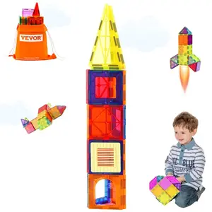 Magnetic Tiles, 55 PCS Magnetic Building Blocks for Kids, Magnet Building Set with Car Base & 16 Digital Cards, STEM Educational Construction Stacking Toys Gift for Toddlers Boys Girls Aged 4+