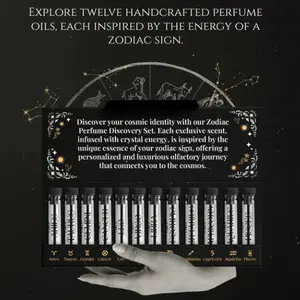 Zodiac Gemstone Perfume Oils - 12 scent set Perfume Oil Sampler Discovery Set for men and women Crystal Energy & Natural Fragrance Oils - Aromatherapy Gift Set