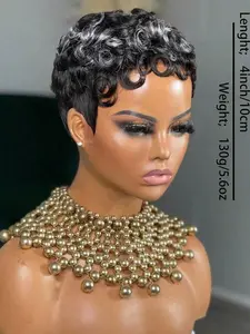 Short Pixie Wigs Short Black Curly Pixie Wigs Synthetic Hair Wigs  Natural Wavy Black Pixie Cut Wig Short Curly Layered Pixie Wig