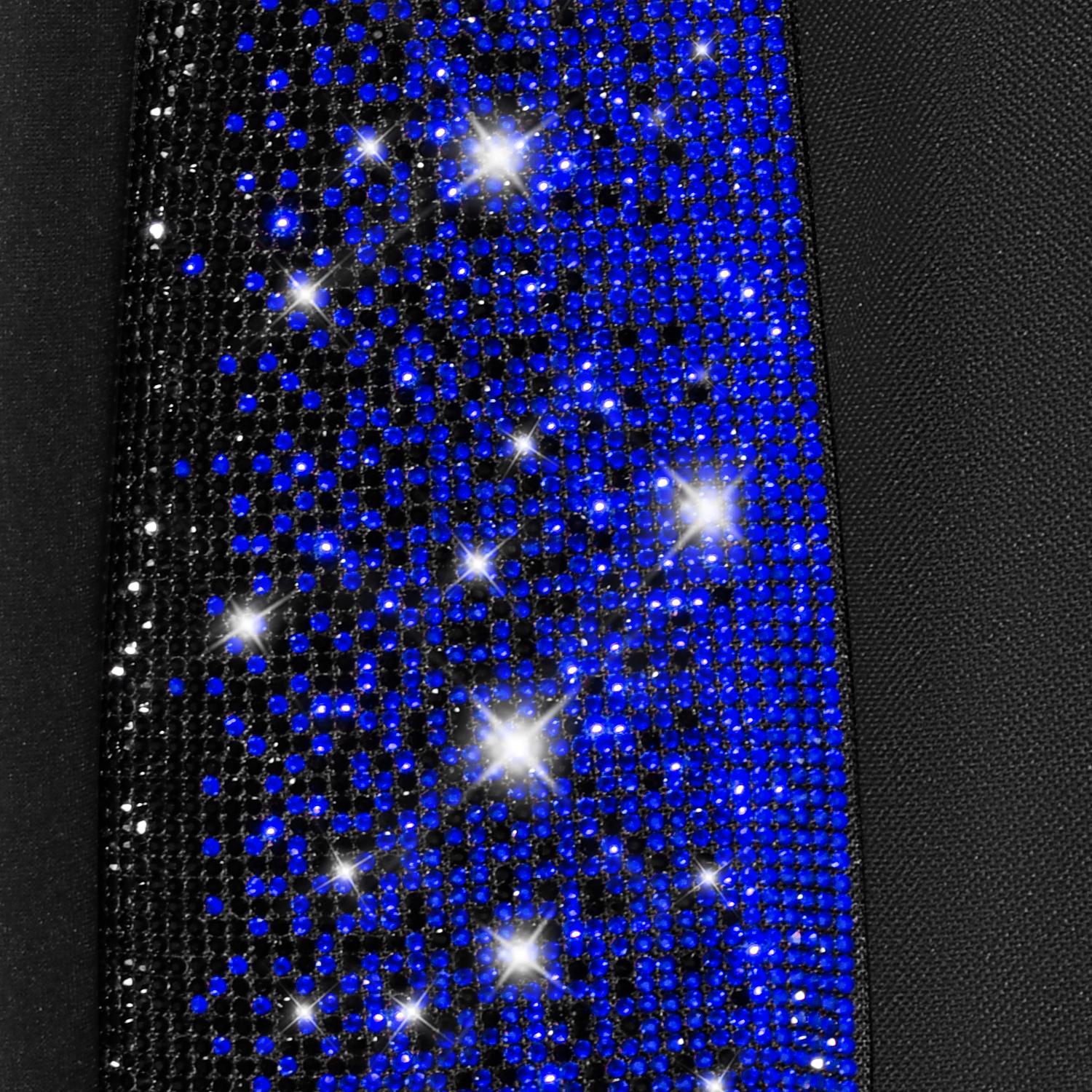 CAR PASS Oxford Bling Diamond Car Seat Covers 2 Front Interior Sets, Waterproof Shining Glitter Sparkly Crystal Universal Armrest Fit 95% Automotive Truck SUV Cute Women Girl, Black Blue Rhinestone