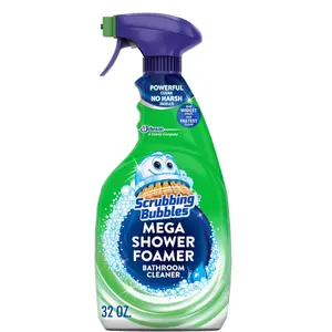 Scrubbing Bubbles Mega Bathroom and Shower Cleaner Spray, Foaming Action Removes Limescale and Soap Scum, Rainshower Scent, 32oz