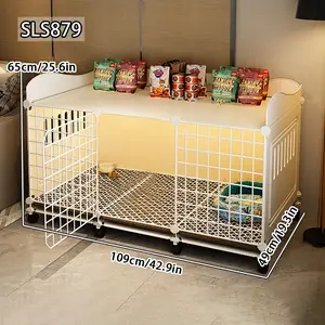 Portable Dog Cage with Toilet Tray, Small Breed Teddy Pomeranian Indoor Home Use, Pet Kennel for Dogs Cats Rabbits, Model Xinghao Sls880