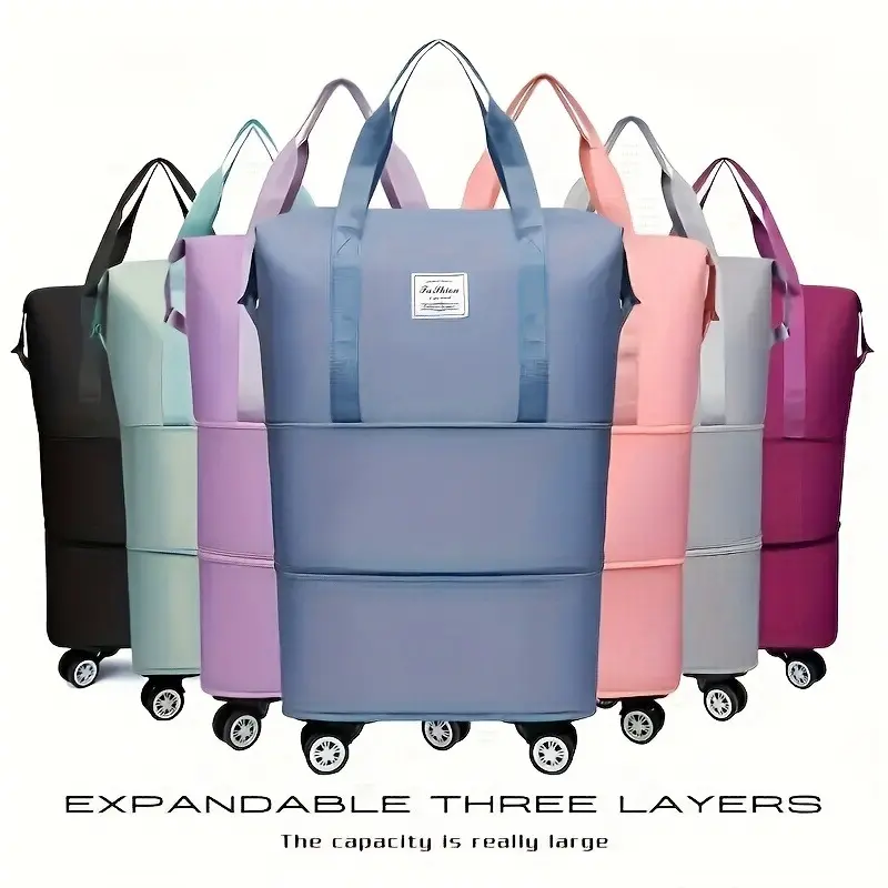 360-Degree Rotating Detachable Travel Bag 3-In-1 Expandable Folding Luggage Bag- Large Capacity, Durable Nylon Material, Suitable for Business Trips, Weekend Getaways, Moving, Etc.+ Free Random Color Combination Lock or Luggage Tag Included