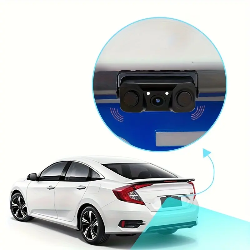 3-in-1 Parking Sensor Camera with LED Night Vision, Rearview Display & Alarm - Video, Wide Angle Lens, 93°-111° Field of View, Durable Construction