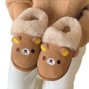 KKUMA Cotton Slippers - Cute Winter Outdoor/Indoor Anti-Slip Warm Fur Lined Slippers with Supportive Heel Soft Comfortable Home Cotton Shoe for Cozy Footwear