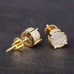 Dai Dai2 PCS Moissanite Cylinder Earrings With Screw Back 8mm 3 Carat S925 Sterling Silver Made For You, Wedding, Birthday, Anniversary, New Year Gift, Mother's Day Gift, Hip Hop Pretty Studs