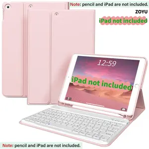 【TikTokShopHolidayHaul】Zoyu Wireless Keyboard Case Set for iPad JPBC Pink Edition Detachable Keyboard PU Leather Cover with Pencil Holder Protection ipad pro 13-inch m4 11-inch a16