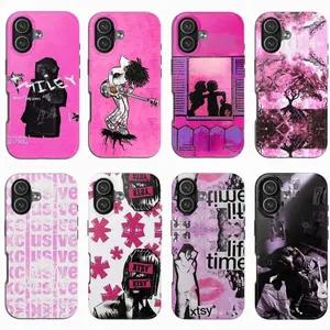 8 fundas para teléfono XTSY* Miley Pink Artistic con diseño de estética underground, compatibles con iPhone 17/16/15/14/13/12/11 Pro Max/Plus y Samsung Galaxy S23FE/22/23/24/25
