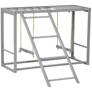 PawHut Chicken Activity Play with Swing Set for 3-4 Birds, Wooden Chicken Coop Accessory with Multiple Chicken Perches & Hen Ladder, Natural