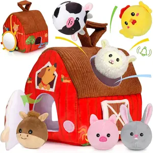 Baby Toys 6-12 Months: Plush Surprise Barn with Stuffed Farm Animals, Rattle, Crinkle Paper, Mirror, Busy Toys  Babies, Infant, Newborn, Sensory Toys  Toddlers 1-3