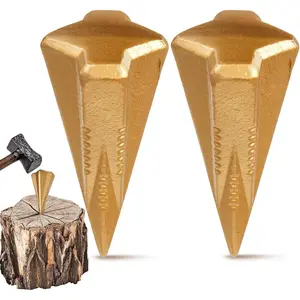 2 count 4 Lbs  Splitting Wedges Manual Log Splitter Wedge 4-Direction  Design Forged Steel Tool for Easy  Splitting Splits Firewood into 4 count Less Effort ()