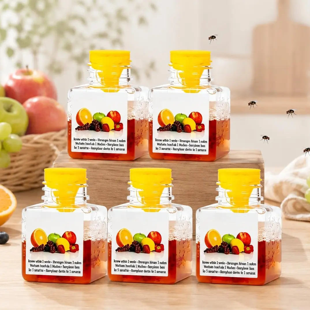 Fruit Fly Traps for Indoors – 6 Pack Gnat Traps for House, Drain Fly Killer & Fly Trap Indoor, Non-Toxic Sticky Gnat Killer, Ready to Use, Up to 3 Weeks of Performance per Bottle, Kid & Pet Friendly