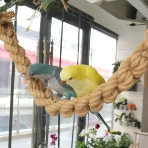 Handwoven Rope Swing, Super Thick Long Hanging Climbing Rope, Parrot Rope Swing Toy, Suitable for Large, Medium & Small Parrots, Easy Installation, Can Be Hung in Cage, Also for OutdoorUse, Can Be Hung Horizontally or Vertically