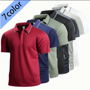 7-color short-sleeve polo with color-blocked collar: comfy, breathable, multiple hues fit various styling scenes.