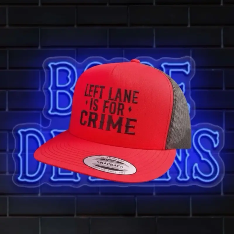 Yupoong "LEFT LANE IS FOR CRIME" Mens SnapBack Hat, Sports & Outdoor Accessory, Mens Hats