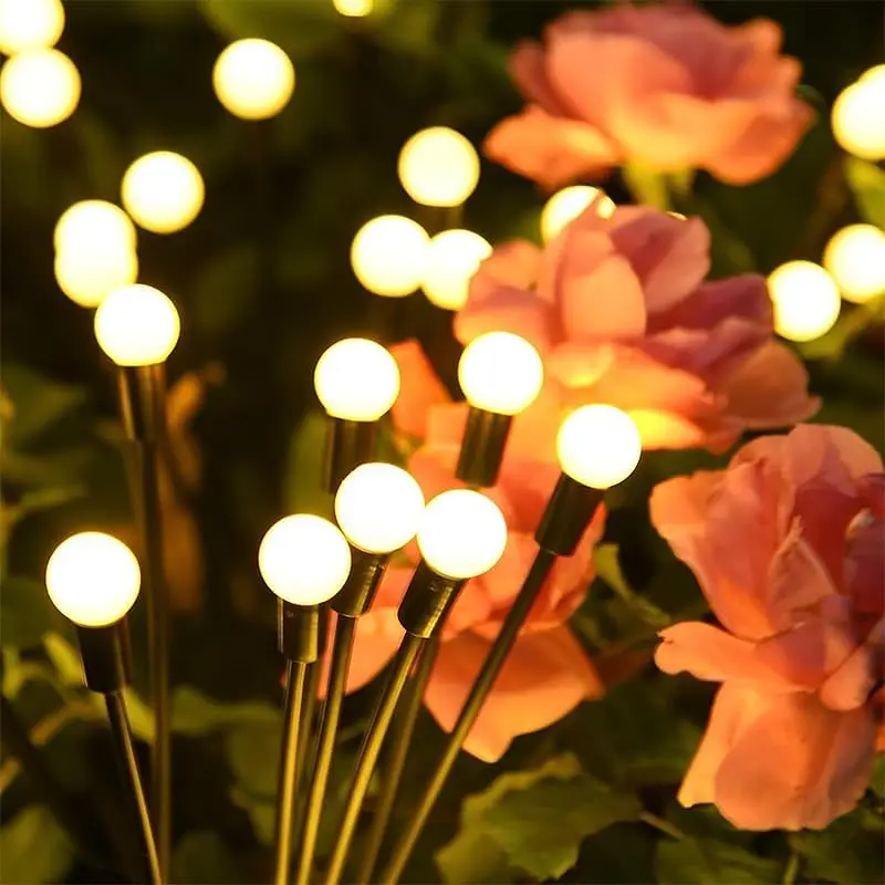 4-Pack Solar Firefly Lights (40 LED Warm White), Outdoor Solar Garden Lights for Patio Porch Yard Decoration, Festive Landscape Lighting