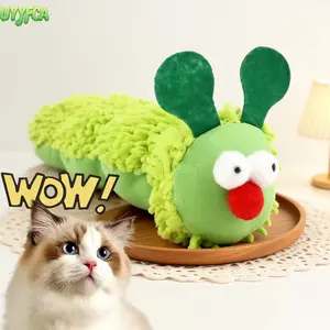 Catnip Infused Caterpillar Cat Kicker Toy, Self-Hi Boredom Relief Artifact Cat 23cm Soft Chenille Plush Cat Pillow with Crinkle Sound and Silvervine Tail, Interactive Boredom Relief Chew Toy for Indoor Cats, Kittens and All Age Feline Friends Summervibes,