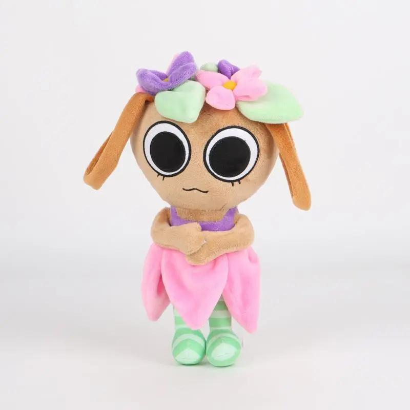 Dandy's World Bassie Plush Toy - Unisex Cute Anime Doll with Floral Band, Pink Dress - Kids Birthday, Christmas Gift - Versatile Stuffed Animal