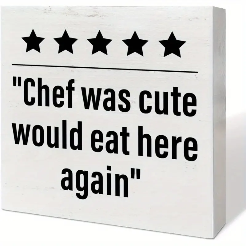 Funny Kitchen Table Decor Wooden Box Sign, Kitchen Decor for Counter Dining Room Table Cabinet Decoration, Kitchen Gifts for Mom Women Men, Chef Gifts, Chef Was Cute 5x5 inch