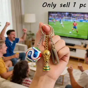 World Cup-themed football keychain with the shape of the FIFA World Cup Trophy, mini and realistic, car key pendant, bag charm, fan merchandise souvenir gift, unisex trendy accessory