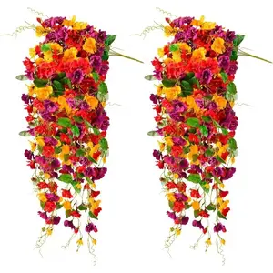 2-Pack Outdoor Artificial Flowers, Realistic Pothos with Mimosa, UV-Resistant Silk Leaves, Ideal for Spring, Summer, Fall Decorations