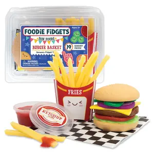 Foodie Fidgets Fan Foods: Burger Basket with 19 Squishy Food Sensory Pieces