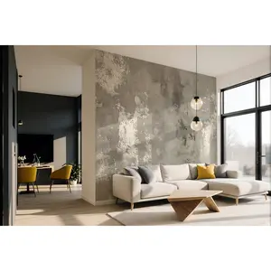 Gray and White Plaster Luxury Textured Wallpaper Mural