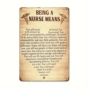 Vintage Nurse Inspiration Metal Sign 8x12 Inch Aluminum Wall Decor with Inspirational Quote Reusable Frameless Halloween Home Room Decoration Nurse Gift