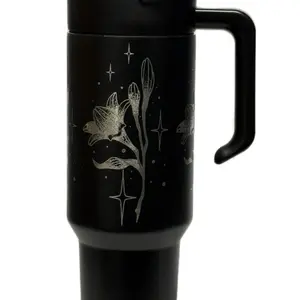 40oz Sky Flowers Tumbler – Artwork by @AlexSmithBodyArt