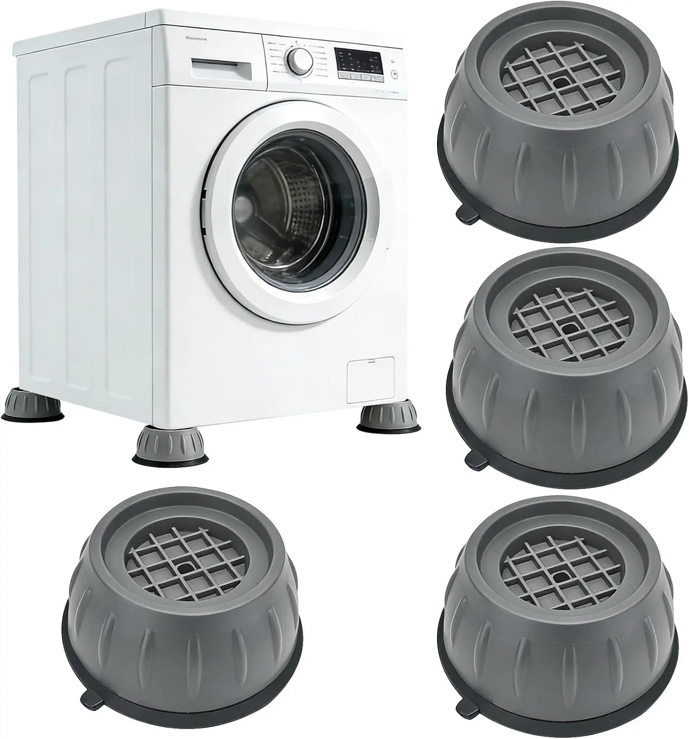 Anti Vibration Washing Machine Mats Support 4 Pieces, Anti-Slip Rubber Feet Base Pads Shockproof Washing Machine Mat Noise Dampening Anti-Walk Washer Dryer Support Pads