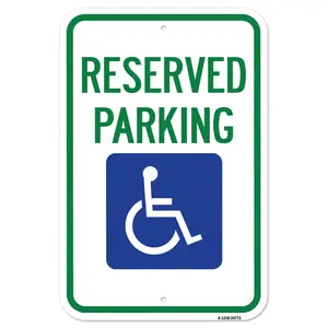 SignMission  12 x 18 in. Aluminum Sign - Reserved Parking with Handicapped Symbol